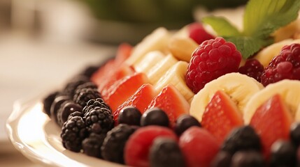 Assorted Fruit Medley on a White Plate Showcasing Fresh Ingredients