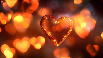 Illuminated Heart with Warm Bokeh Background