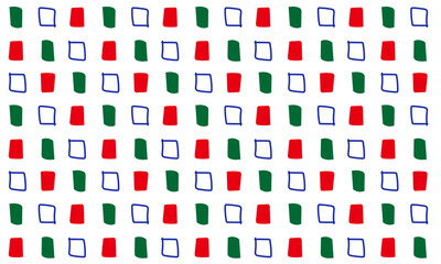 赤青緑の四角模様 パターン