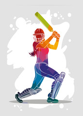 Obraz premium Dynamic Cricketer Silhouette Vector – Perfect for Sports Designs and Posters