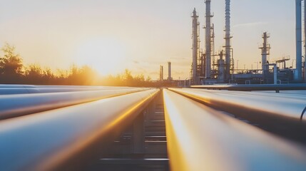 Industrial Pipes under a sunset.