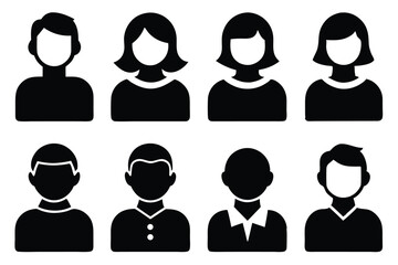 Simple black and white silhouette icons representing male and female avatars