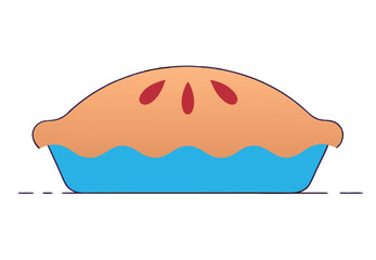 America's most popular apple pie.  Whole homemade fruit pie. Vector color realistic illustration. Pie Icon on Transparent Background. © Salma