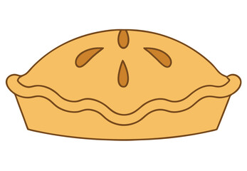 America's most popular apple pie.  Whole homemade fruit pie. Vector color realistic illustration. Pie Icon on Transparent Background.