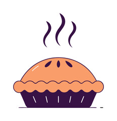 America's most popular apple pie.  Whole homemade fruit pie. Vector color realistic illustration. Pie Icon on Transparent Background. © Salma
