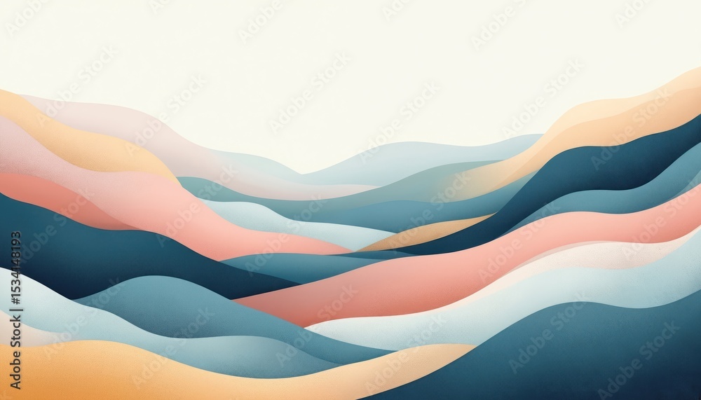 Leinwandbilder abstract wavy background in muted tones with soft color gradients. gentle curves, modern design. ide