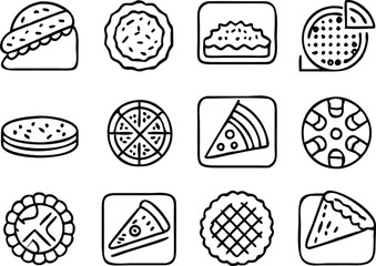 Apple pie icons set vector, Food dessert, American apple. Bakery Line Icons Set, Editable Stroke. Pixel Perfect. For Mobile and Web. Contains such icons as Bakery, Food, Restaurant, Pizza, Apple pie.