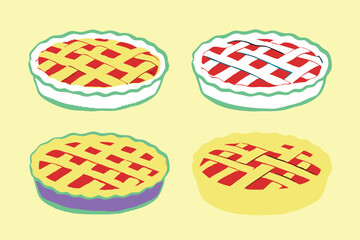 America's most popular apple pie.  Whole homemade fruit pie. Vector color realistic illustration. Pie Icon on Transparent Background. © Salma