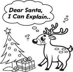 Cute cartoon reindeer in a snowy winter wonderland adorns a festive Christmas card design, perfect for holiday celebrations