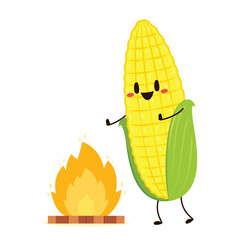Corn cartoon vector. Cute vegetable vector character isolated on white. Corn mascot.