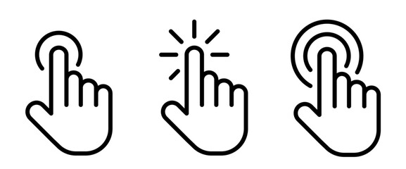 Touch screen finger hand press push – vector icon set