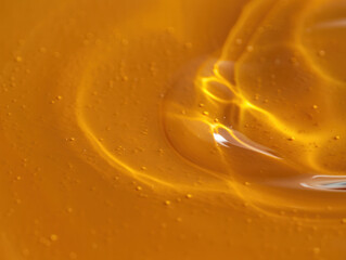 Golden Honey Liquid Texture Macro, Swirls and Bubbles Detail