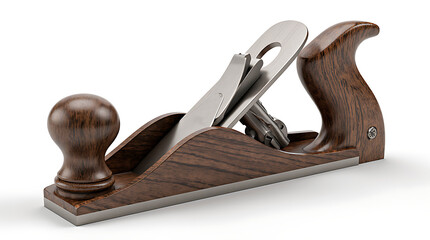 Traditional woodworking hand plane with wooden handle and metal blade  