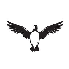 Obraz premium Majestic Bird in Flight Elegant Black and White Avian Illustration