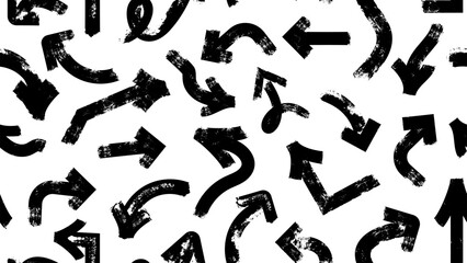 Grunge seamless pattern with arrow. Hand drawn geometric shapes. Modern stylish texture. Vector ink Illustration print.