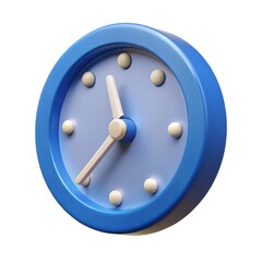 3d Blue cartoon clock illustration on transparent background
