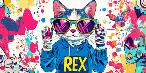 funny cartoon Rex the cat, ai generated. 