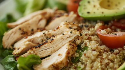 Delicious and Nutritious Grilled Chicken Salad with Quinoa and Fresh Vegetables