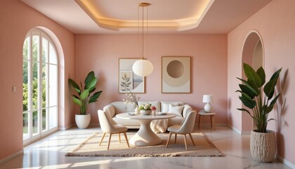 Fototapeta premium pastel colored interior with soft curves