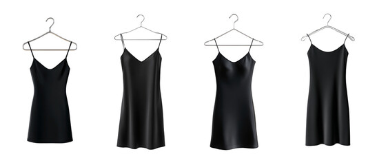 a collection of dresses displayed in a row, showcasing different designs and styles