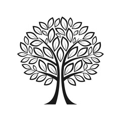 Fototapeta premium Ornate Black and White Tree Graphic Design.