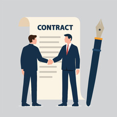vector of a businessman signing a work contract