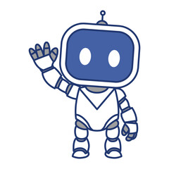 Cute Robot Waving Cartoon Vector Illustration
