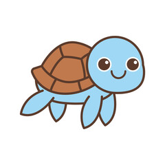 Cute Sea Turtle Cartoon Vector Illustration