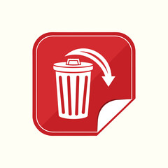 Red delete icon, recycle bin