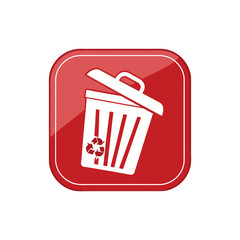 Red delete icon, recycle bin