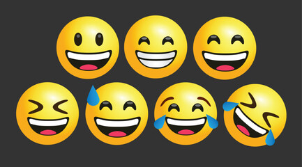 high quality icon 3d vector round yellow bubble emoticons social media Exercise Grinning Tears ROFL LOL Sweat Laughing chat comment reactions template face tear laughter emoji character message