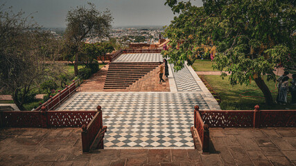 Grand Historical Garden with Checkered Path & City View: Tomb of Ibrahim Lodi, India