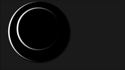 Sleek black abstract backdrop featuring circular elements and smooth gradients — a minimalist 3D paper cut design ideal for business visuals, web interfaces, banners, brochures, and modern branding.