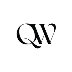 QW monogram logo design letter text name symbol monochrome logotype alphabet character simple logo