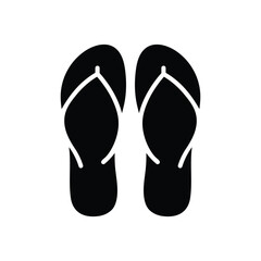 Flip flops black vector icon and symbol design on a white background