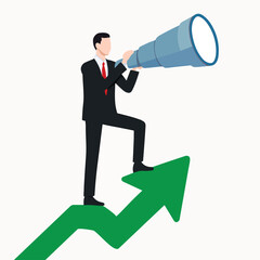 Fototapeta premium vector a businessman looking for sales target to grow up