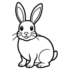 Rabbit, bunny, bunny rabbit coloring book page, coloring page, farm animal, black and white, isolated