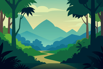 tropical landscape with palm trees