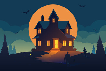 halloween background with castle