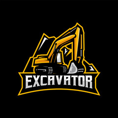 Excavator with mountain logo