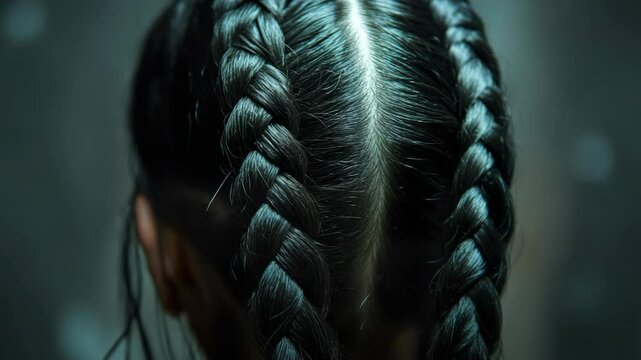 Ethereal Woman with Long Black Hair in Fishtail Braid - Cinematic Video