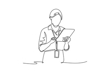 Data center concept. Single line draw design. Vector graphic illustration