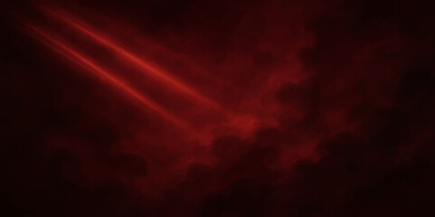 Abstract Mysterious Red Light Beam in Dark Fog – Abstract Energy Background.