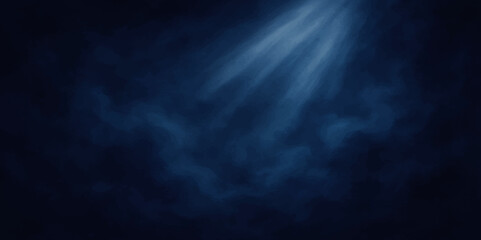 Abstract Blue Spotlight in Night Fog – Fantasy Smoke Energy Scene. 