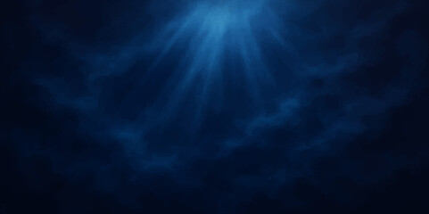 Abstract Blue Spotlight in Night Fog – Fantasy Smoke Energy Scene. 