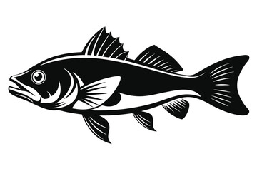 Fototapeta premium Detailed Black and White Illustration Depicting a Side View of a Fish with Fins