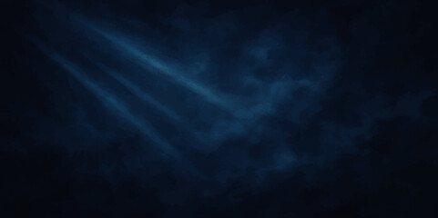 Abstract Blue Light Beams Through Fog &ndash; Futuristic Digital Background.