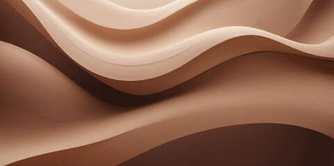Obraz premium Abstract Brown Wave Background Design – Smooth Fluid Gradient Vector Art.