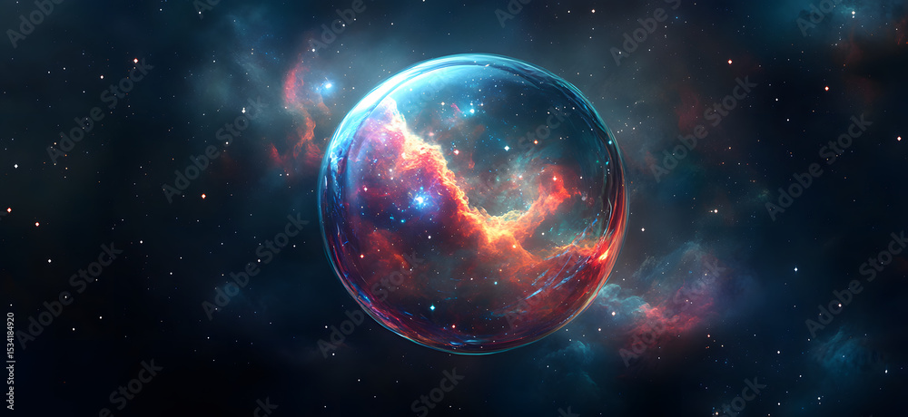 Canvas Prints colorful cosmic bubble with swirling nebula patterns on dark background