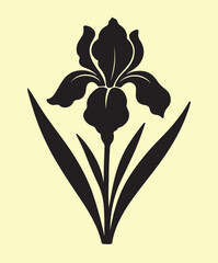 Elegant Black Iris Flower Silhouette Illustration